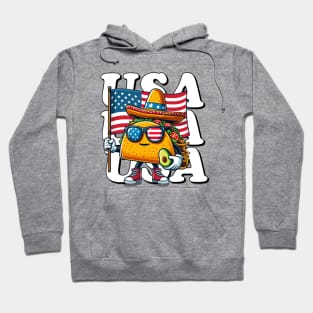 USA,Tacos holding an American flag funny 4th of July design Hoodie